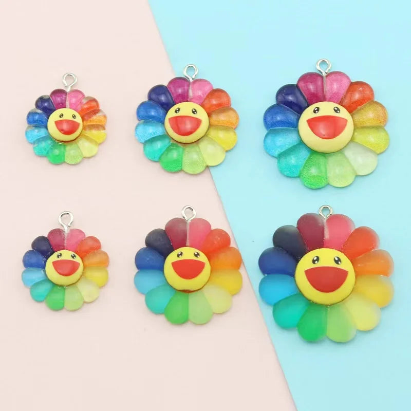 50cm Wholesale Cute Sunflower Resin Pendant Chain Chokers Necklace For Women Gift