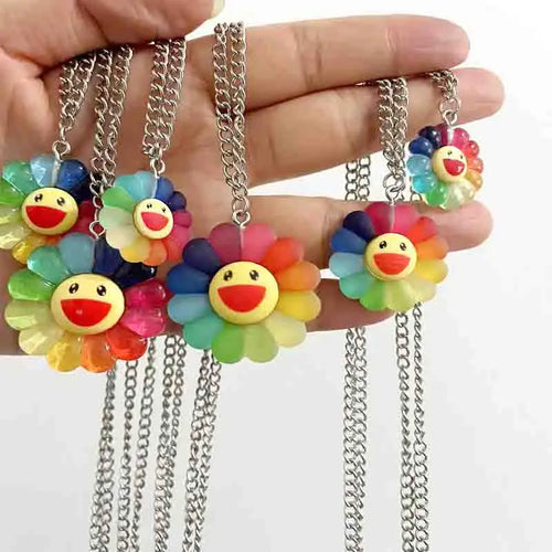 50cm Wholesale Cute Sunflower Resin Pendant Chain Chokers Necklace For Women Gift