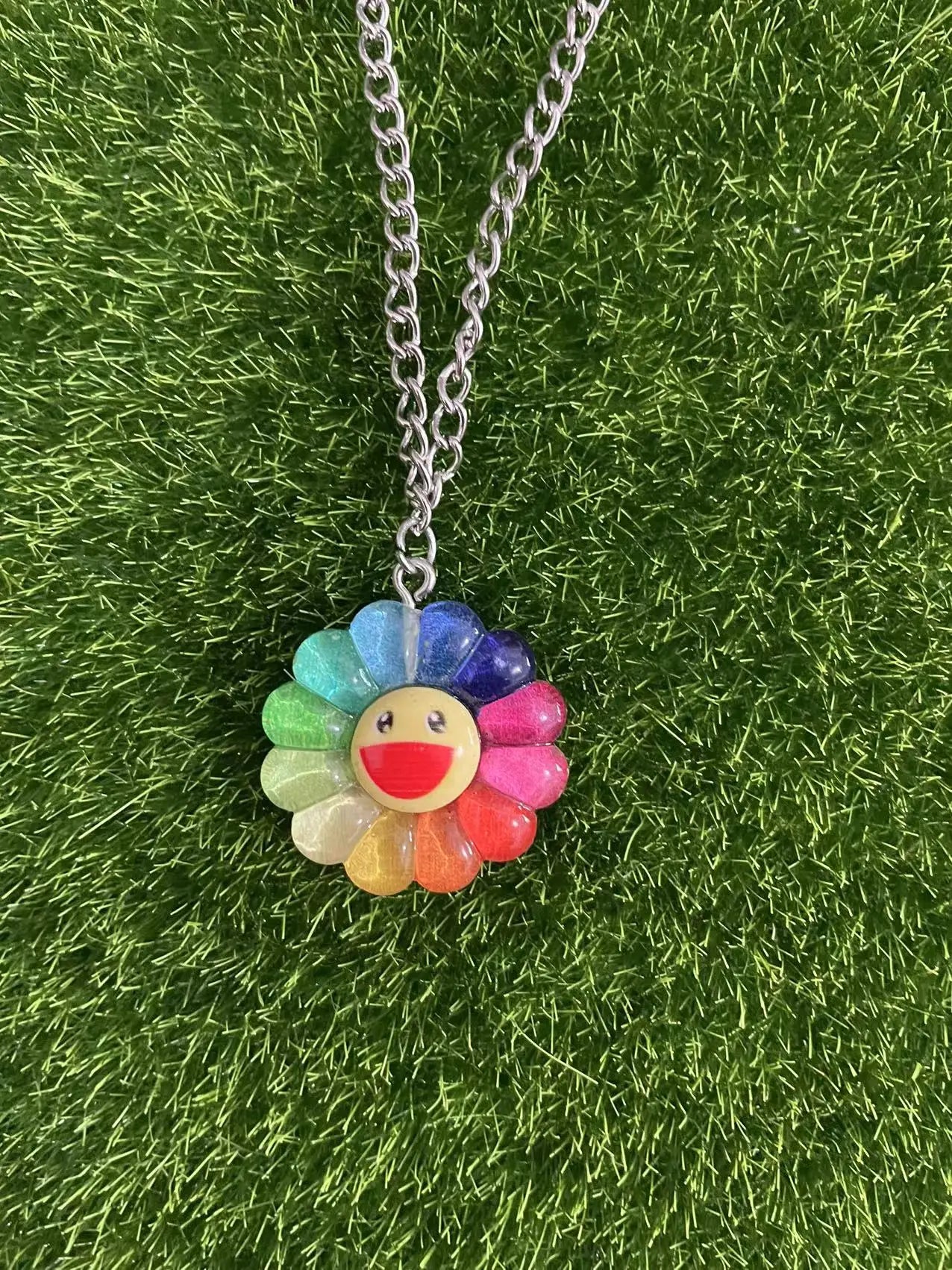 50cm Wholesale Cute Sunflower Resin Pendant Chain Chokers Necklace For Women Gift
