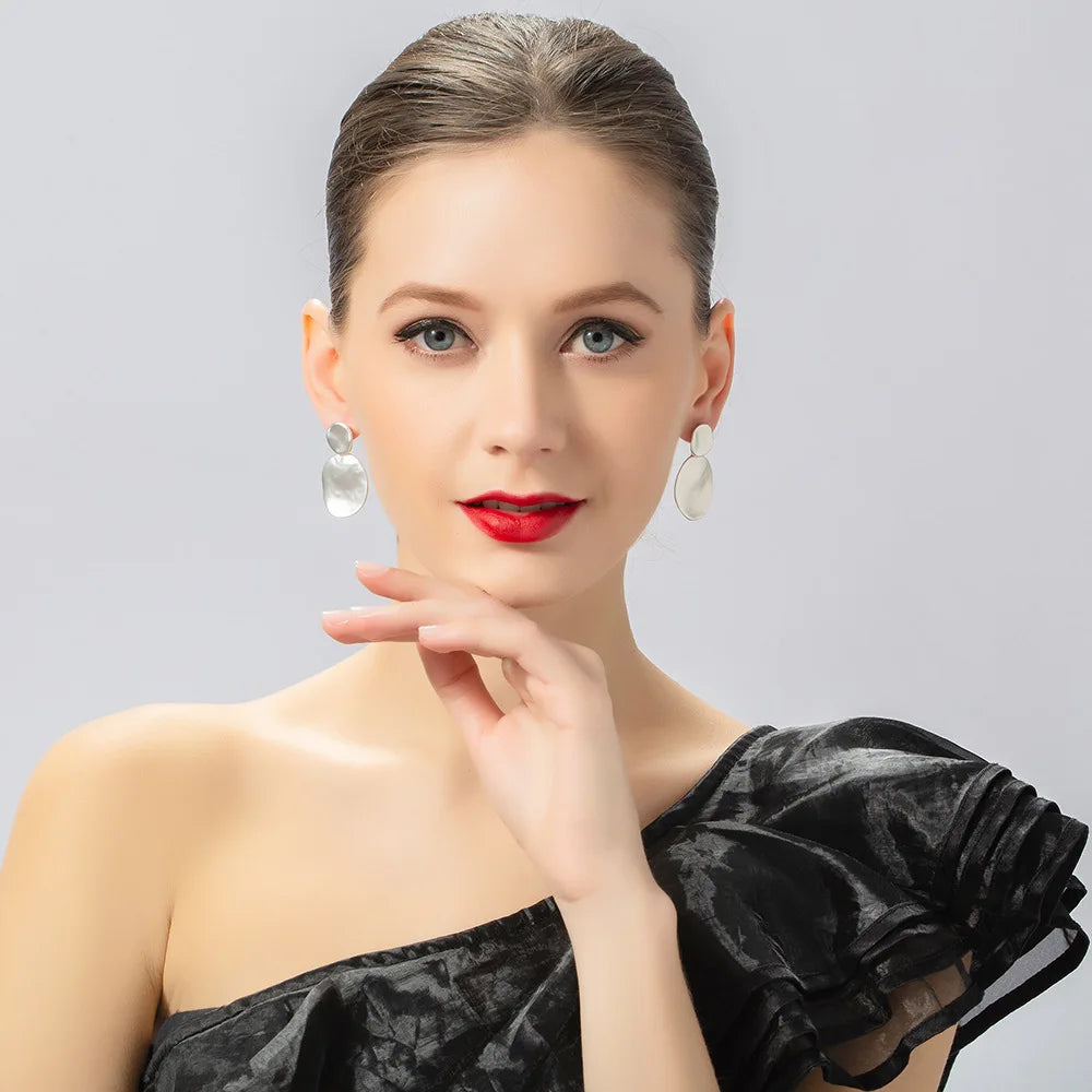 Geometric Drop Korean Dangle Earrings For Women Girls Oversize Round 2022 New Style Jewelry Summer Beach Accessories
