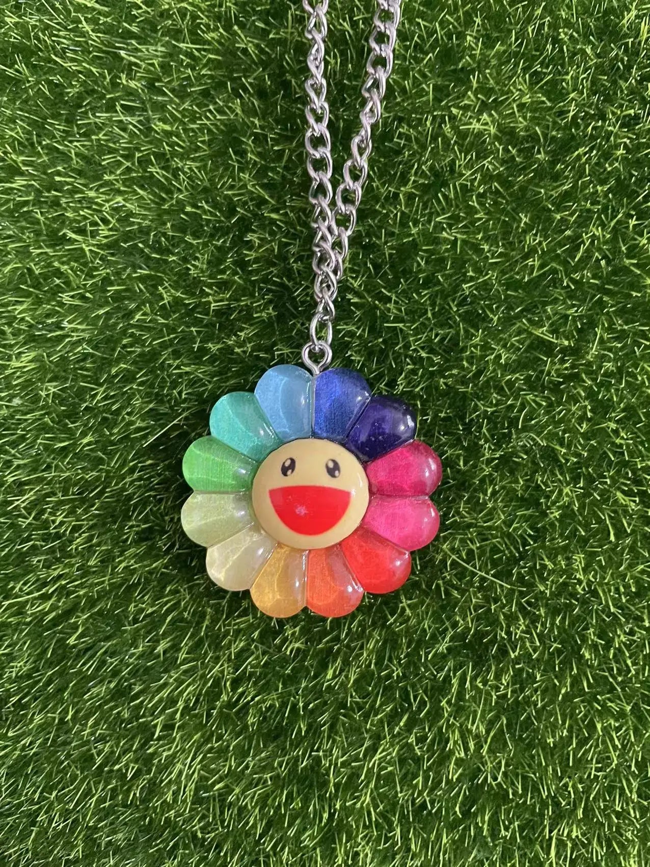 50cm Wholesale Cute Sunflower Resin Pendant Chain Chokers Necklace For Women Gift