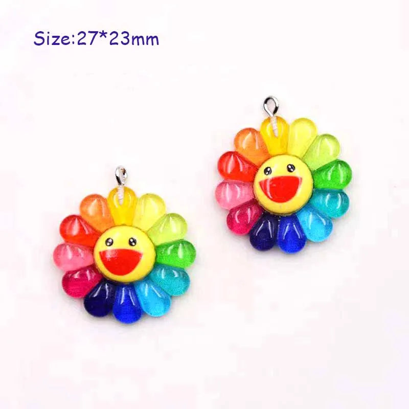 50cm Wholesale Cute Sunflower Resin Pendant Chain Chokers Necklace For Women Gift
