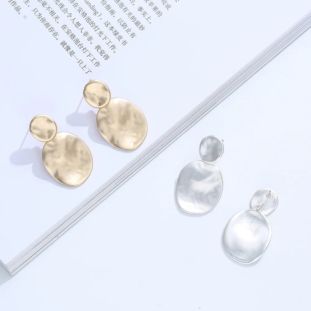 Geometric Drop Korean Dangle Earrings For Women Girls Oversize Round 2022 New Style Jewelry Summer Beach Accessories