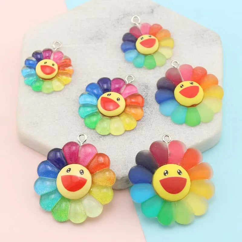 50cm Wholesale Cute Sunflower Resin Pendant Chain Chokers Necklace For Women Gift